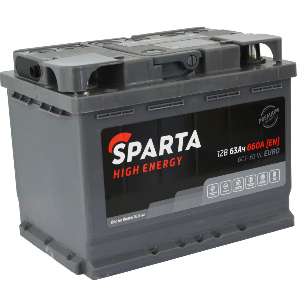 Аккумулятор SPARTA High Energy 6СТ-63 Евро купить в Минске | battorg.by