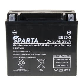 Мотоаккумулятор SPARTA EB20-3 (20 а/ч), YTX20HL-BS, YTX20L-BS, YB16L-B, YB18L-A