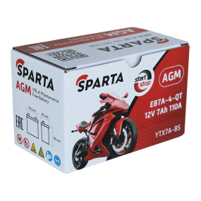 Аккумулятор для мото SPARTA EB7А-4-QT (7 а/ч), YTX7A-BS
