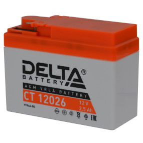Аккумулятор Delta AGM СТ 12026 (2,5 а/ч) бок YTX4A-BS
