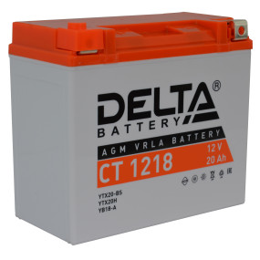 Аккумулятор Delta AGM СТ 1218 (20 а/ч) YTX20-BS, YTX20H, YB16-B-CX, YB16-B, YB18-A